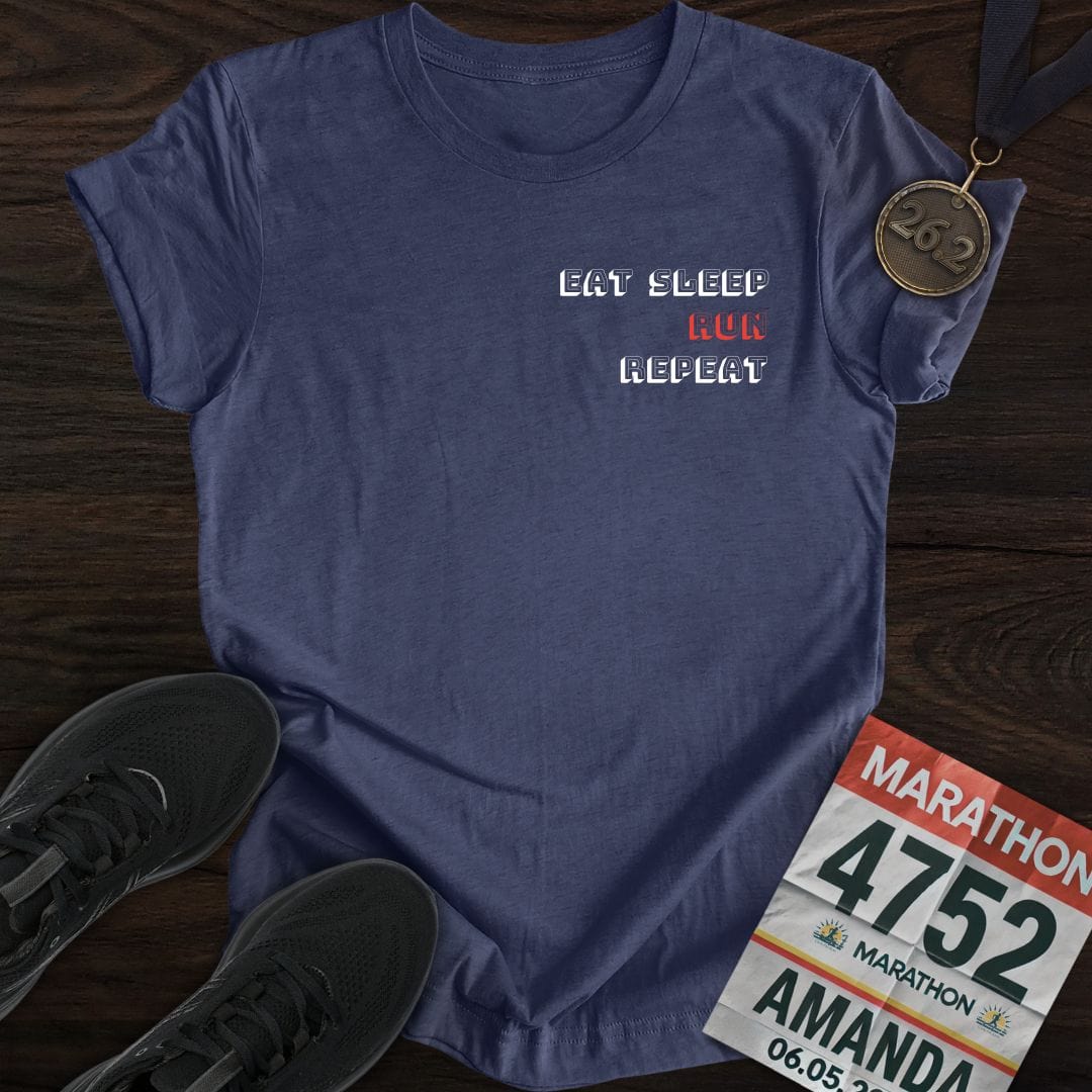Printify T-Shirt Heather Navy / S Eat Sleep RUN Repeat T-Shirt