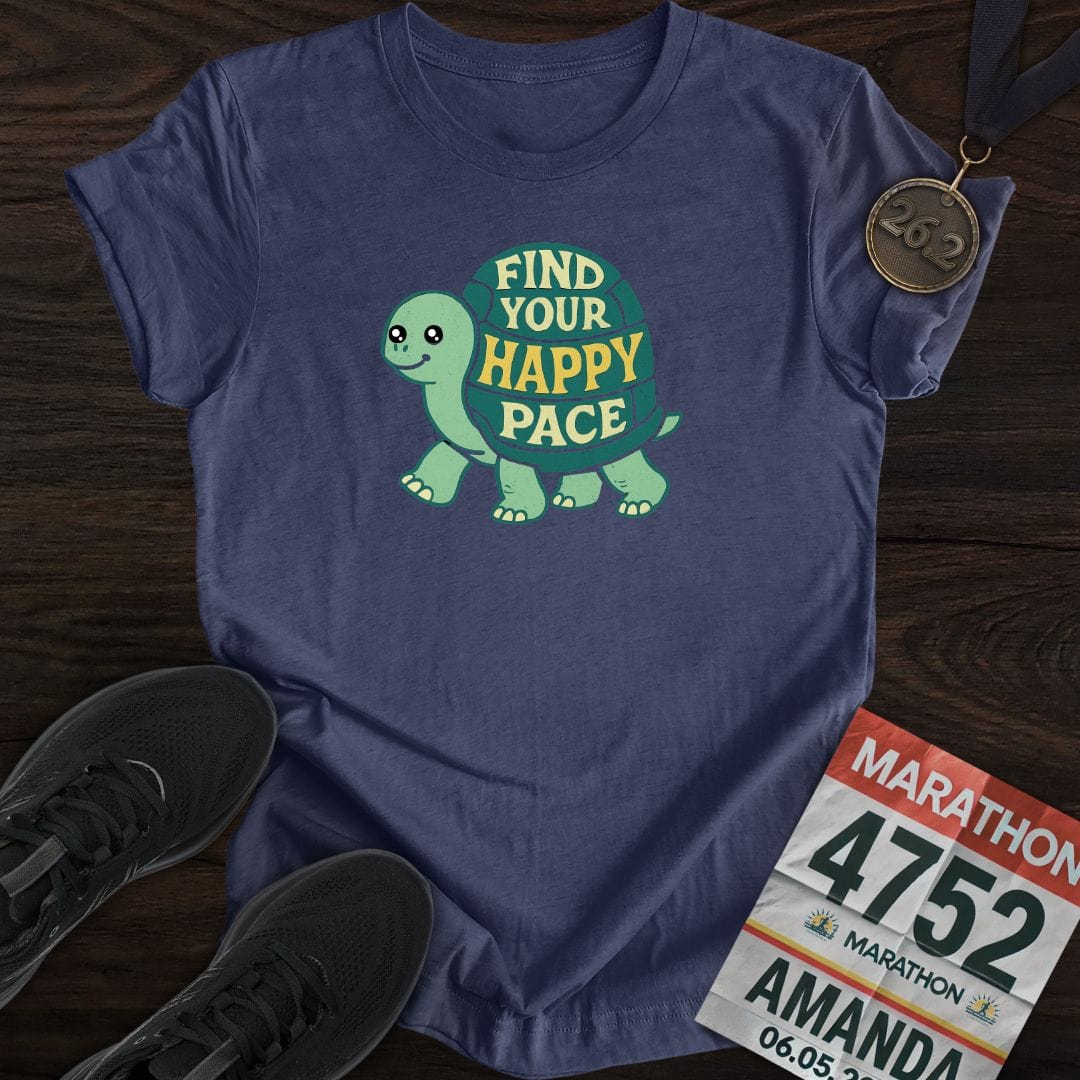 Printify T-Shirt Heather Navy / S Find Your Happy Pace T-Shirt
