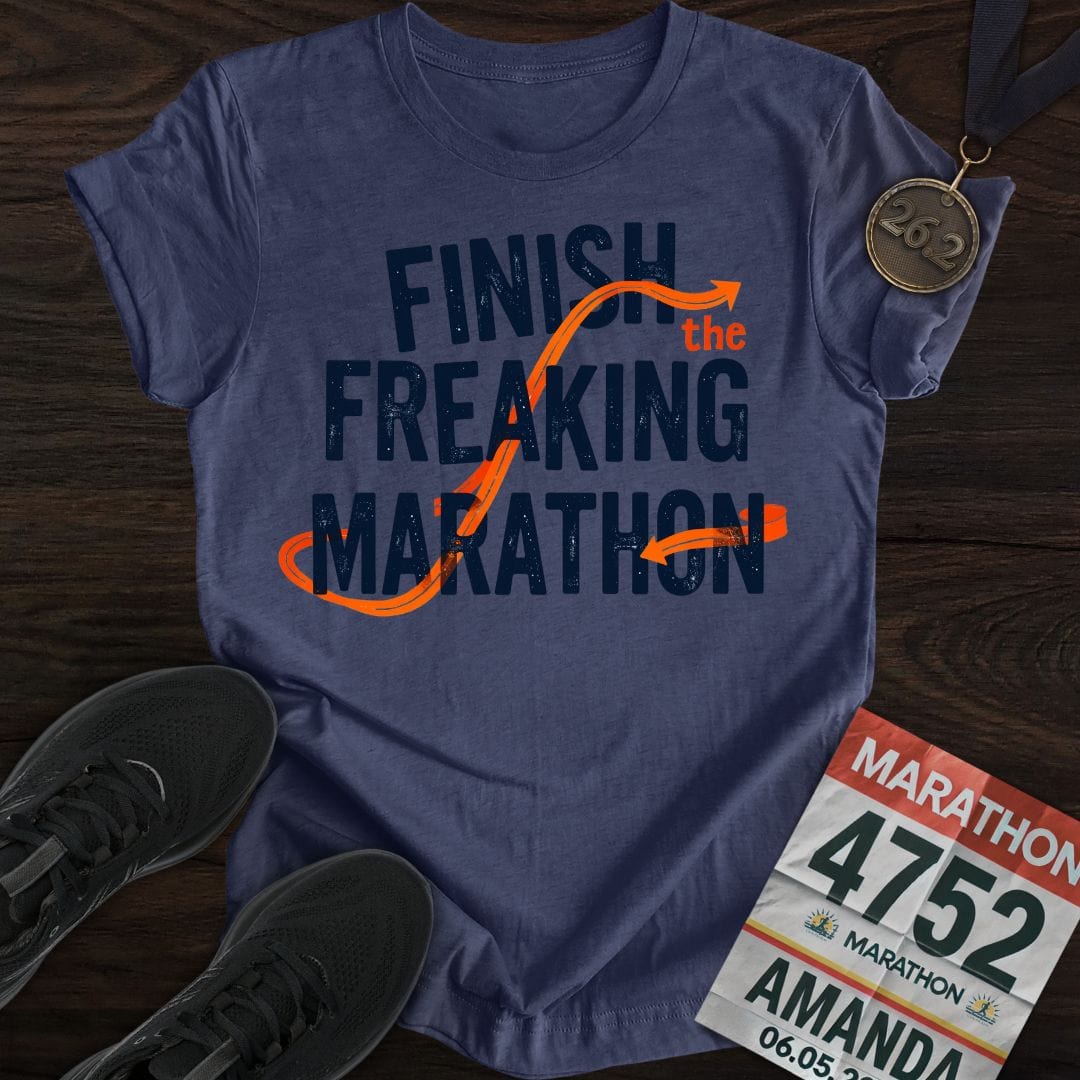 Printify T-Shirt Heather Navy / S Finish The Freaking Marathon T-shirt