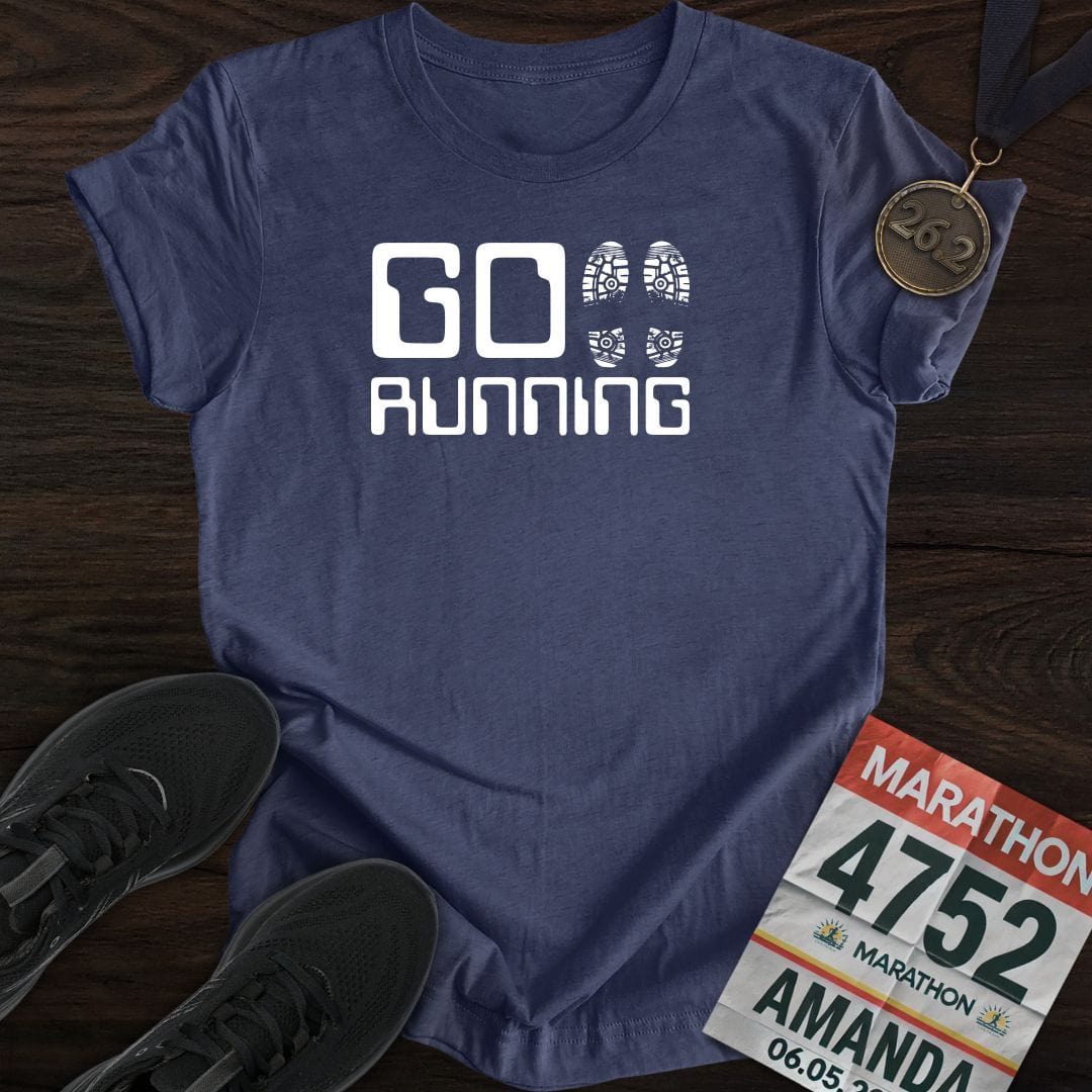 Printify T-Shirt Heather Navy / S Go Running T-shirt
