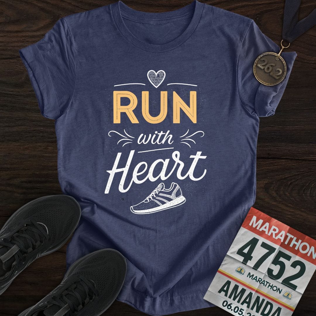 Printify T-Shirt Heather Navy / S Heart Run T-shirt