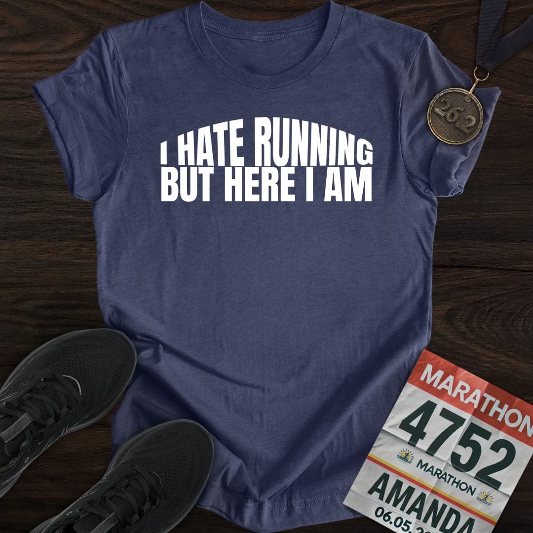 Printify T-Shirt Heather Navy / S I Hate Running -2- T-Shirt