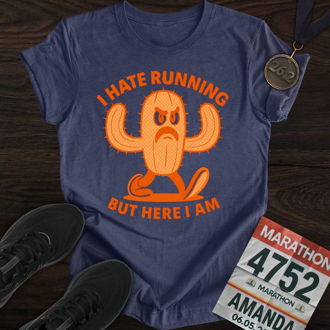 Printify T-Shirt Heather Navy / S I Hate Running -3- T-Shirt