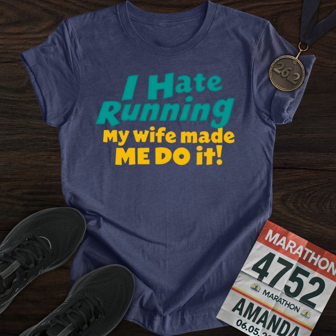 Printify T-Shirt Heather Navy / S I Run For My Wife T-shirt