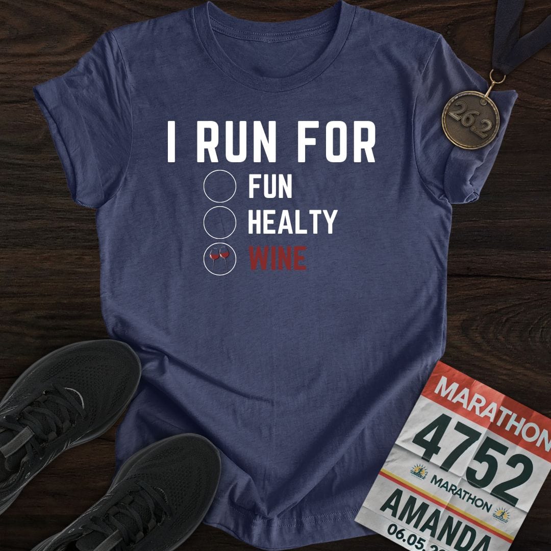 Printify T-Shirt Heather Navy / S I Run for Wine T-Shirt