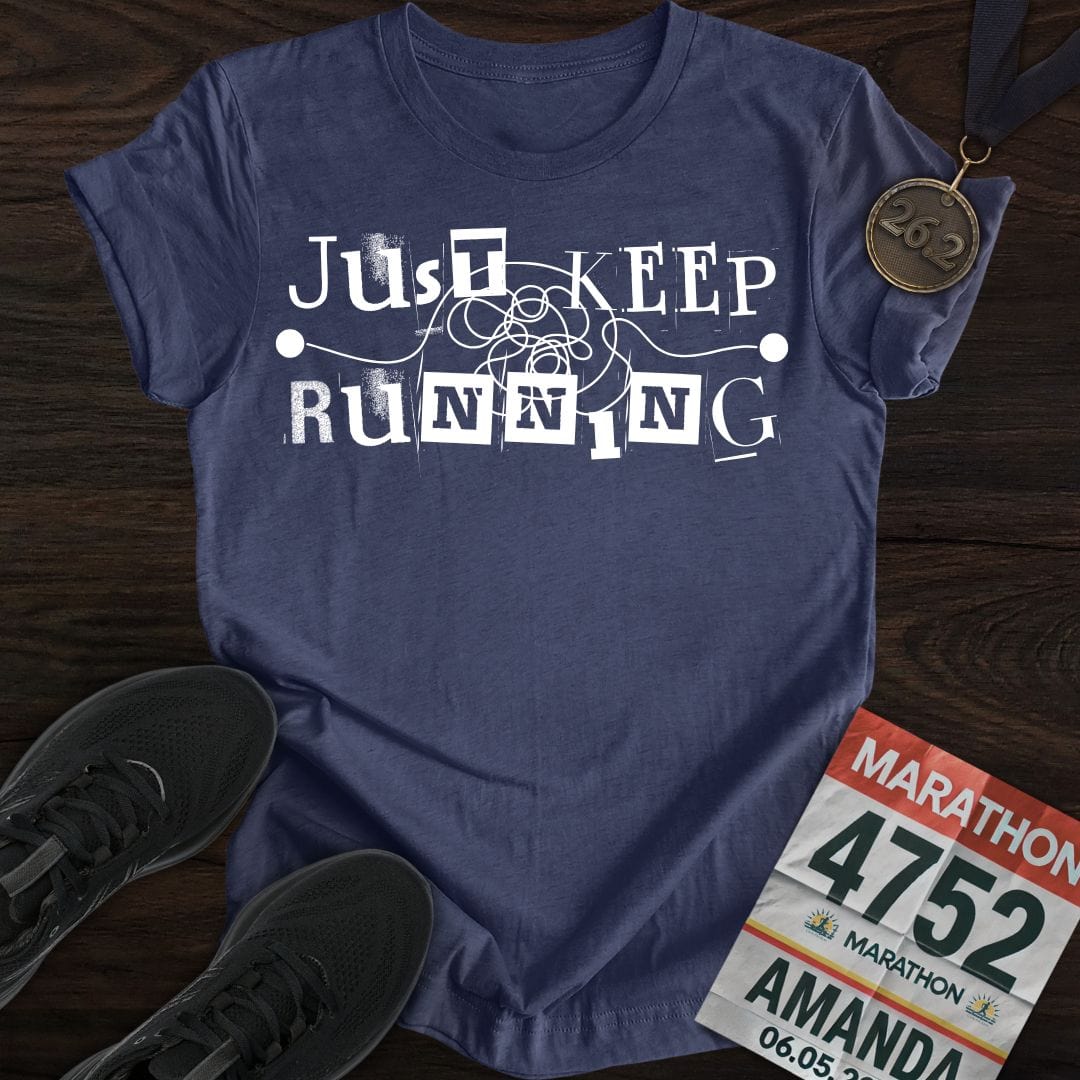 Printify T-Shirt Heather Navy / S Just Keep Running