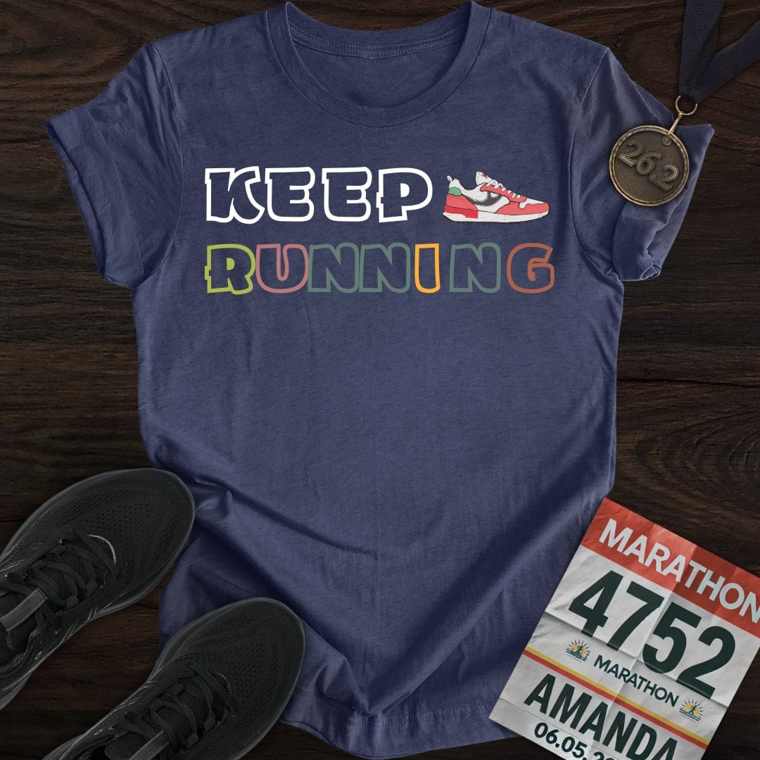 Printify T-Shirt Heather Navy / S Keep Running T-Shirt