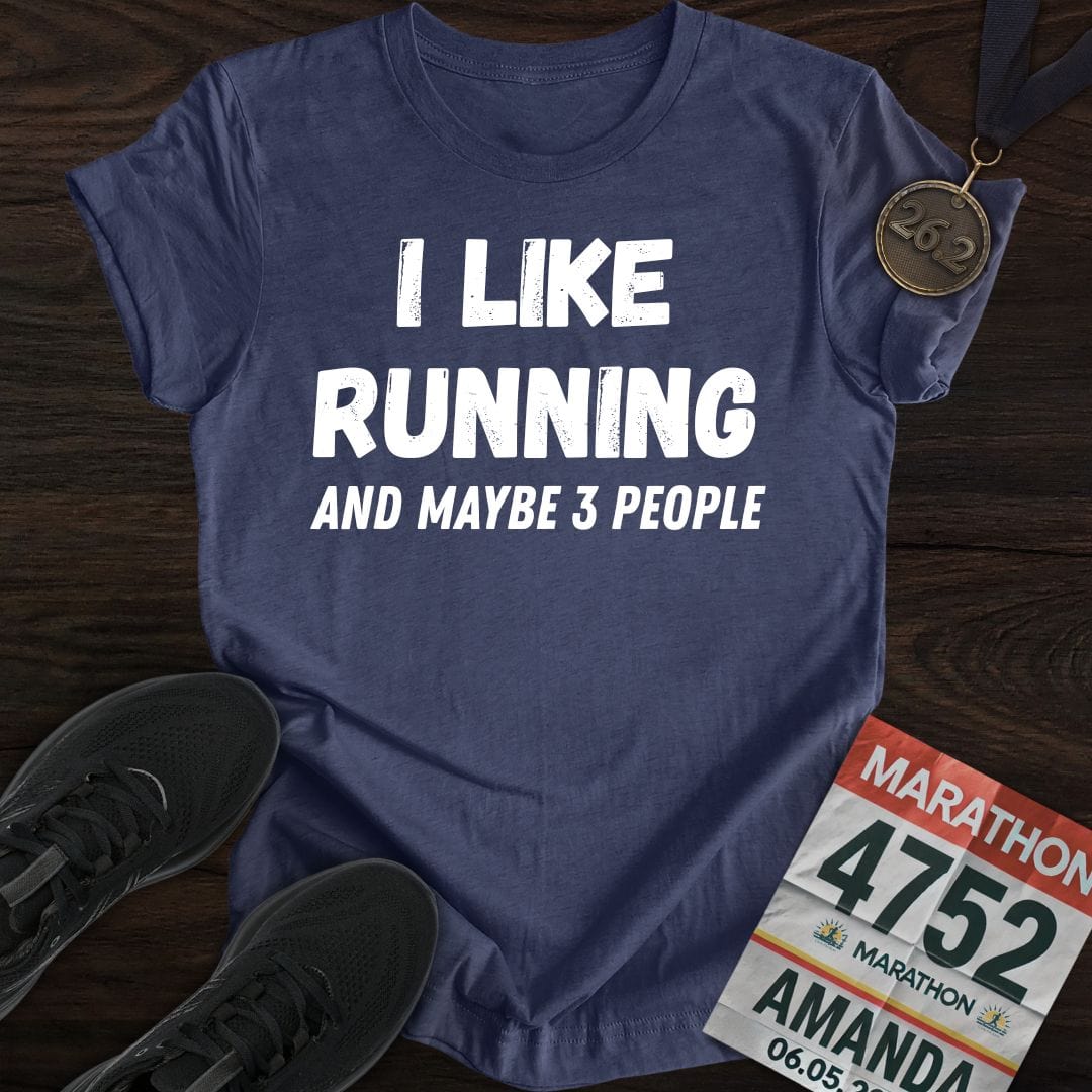 Printify T-Shirt Heather Navy / S Like Running & 3 People T-shirt