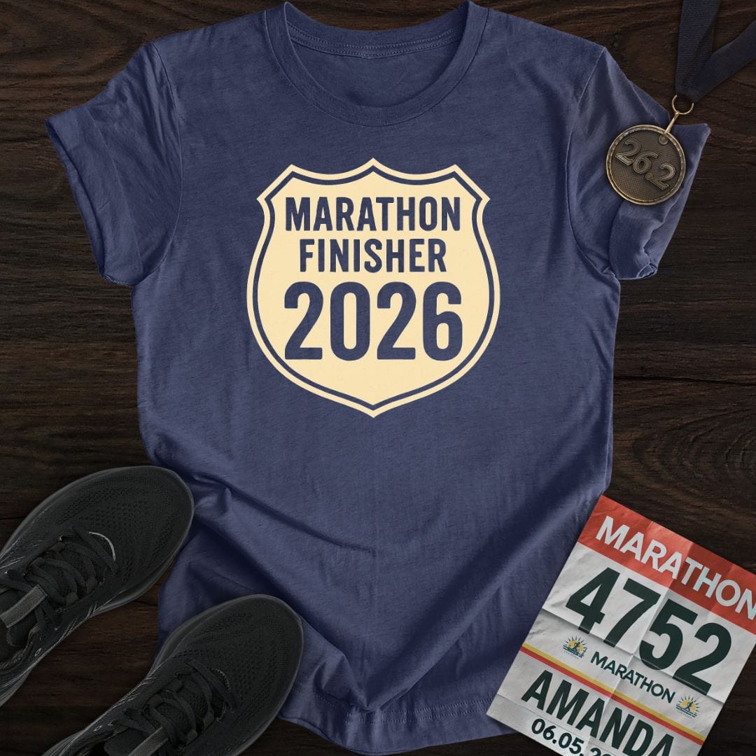 Printify T-Shirt Heather Navy / S Marathon Finisher 2026 T-Shirt