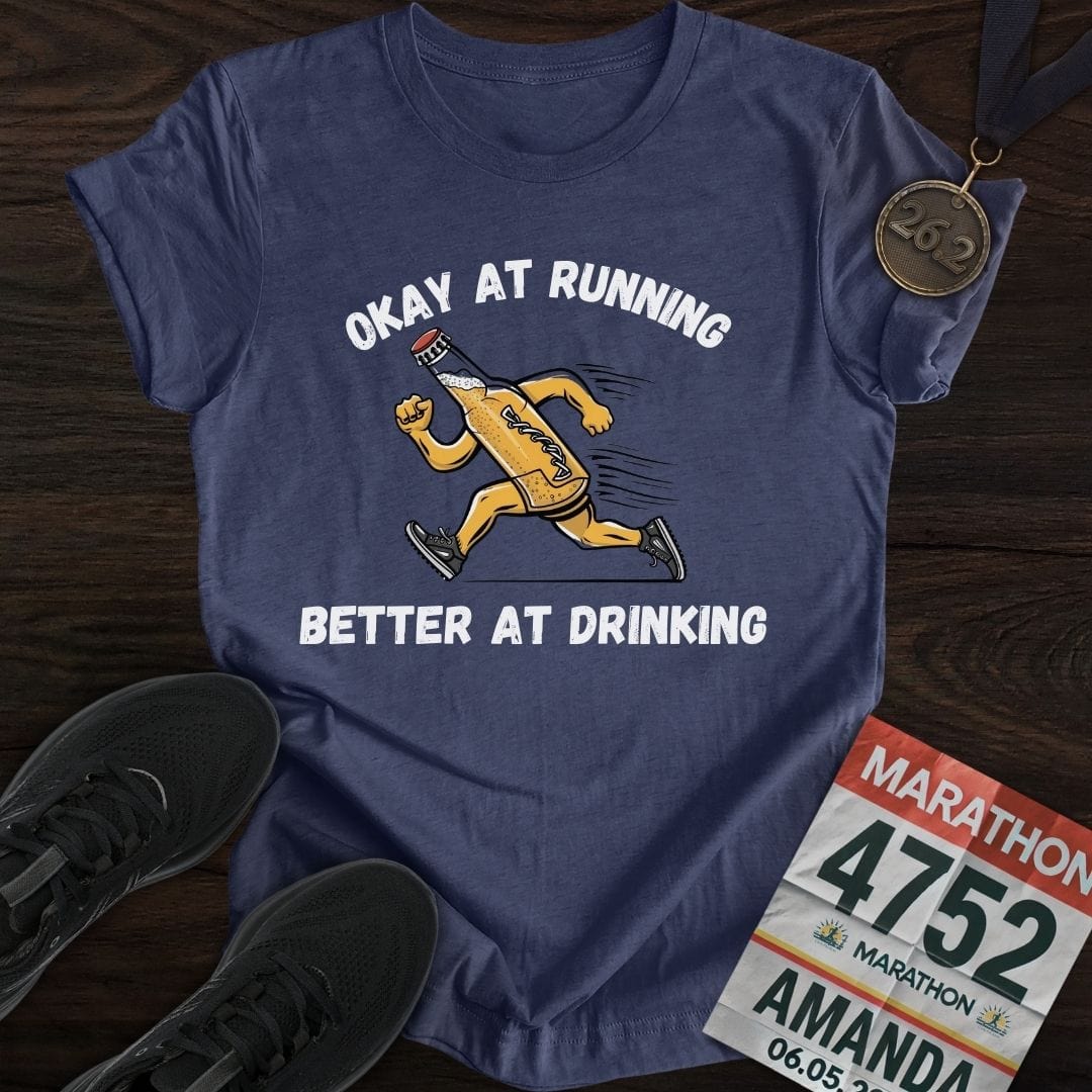 Printify T-Shirt Heather Navy / S Okay at Running T-Shirt