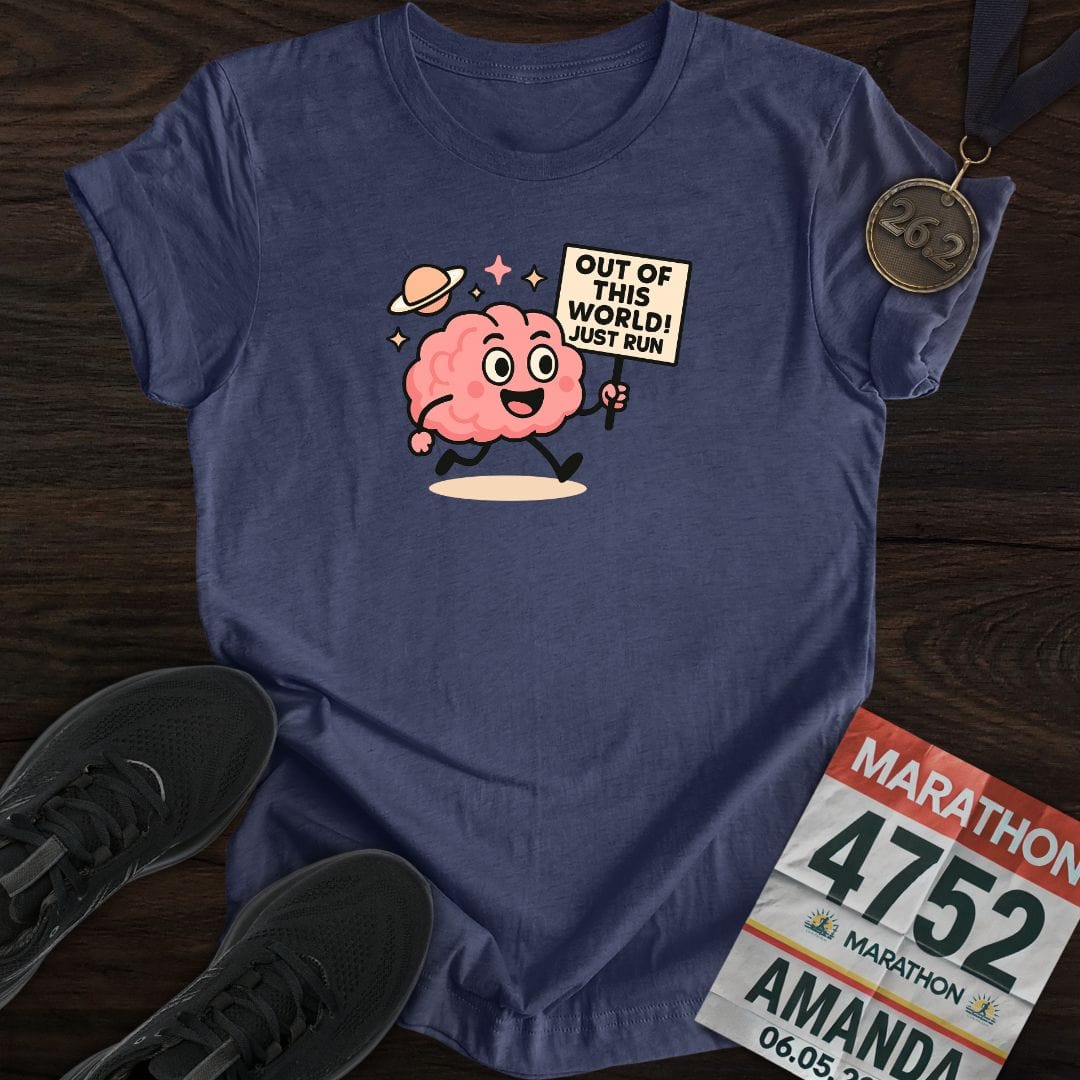 Printify T-Shirt Heather Navy / S Out of This World, Just Run T-shirt