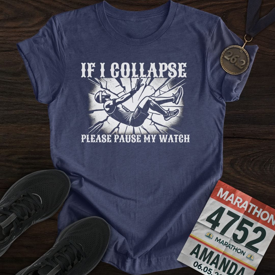 Printify T-Shirt Heather Navy / S Please Pause My Watch T-Shirt