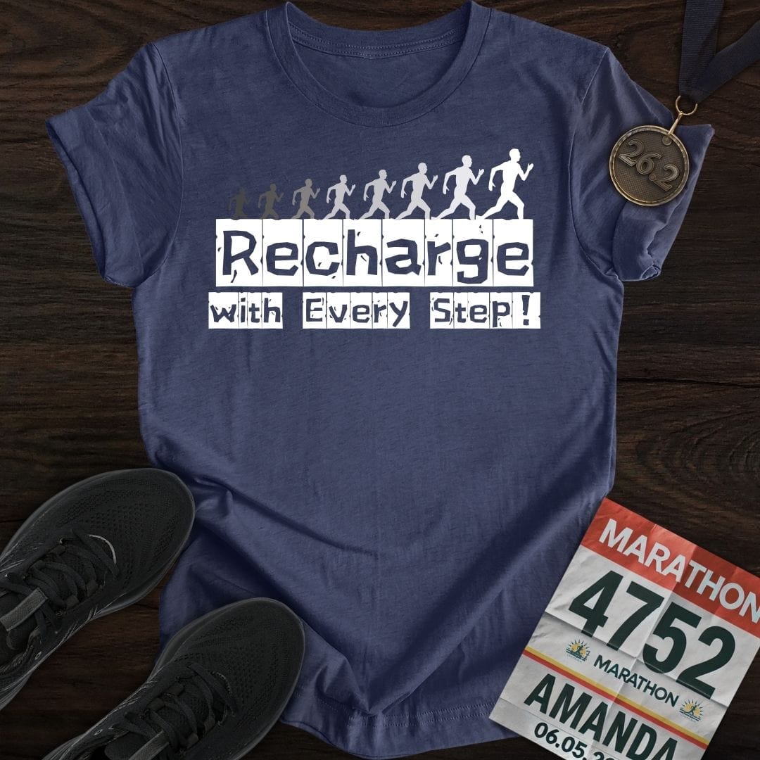 Printify T-Shirt Heather Navy / S Recharge with Every Step!