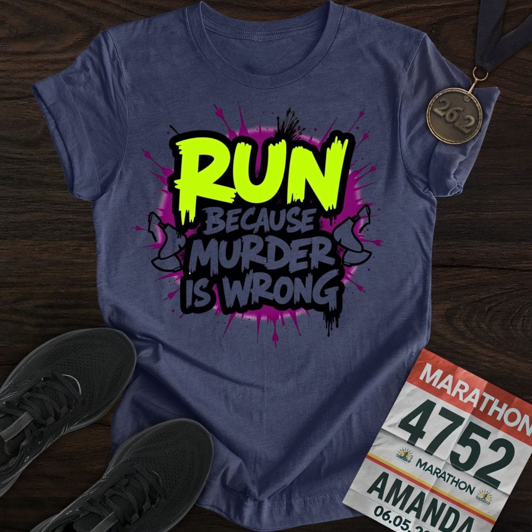 Printify T-Shirt Heather Navy / S Run Against Murder T-shirt