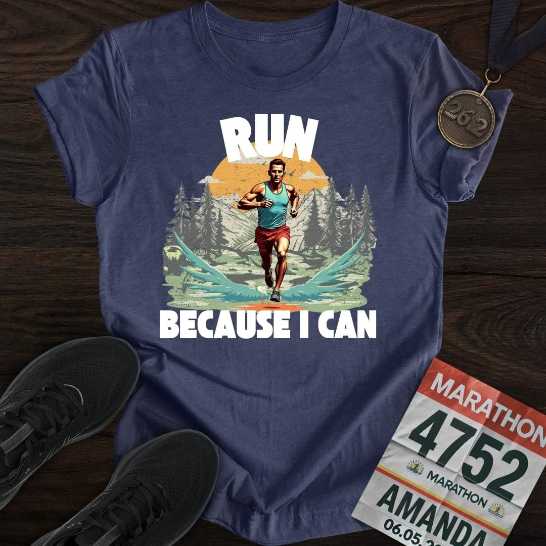 Printify T-Shirt Heather Navy / S Run Because I Can Run! T-shirt
