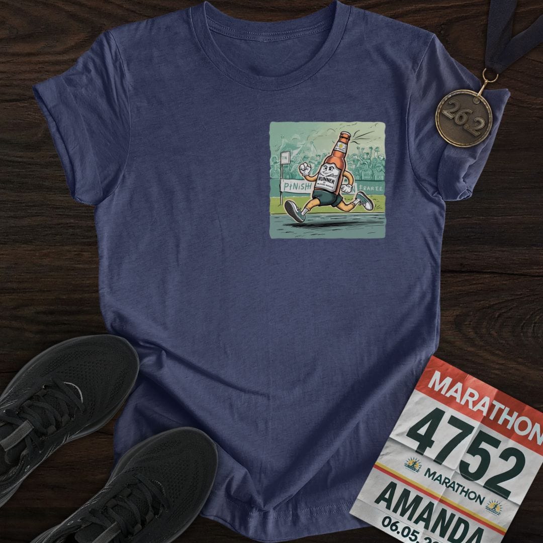 Printify T-Shirt Heather Navy / S Run Beer Bottle T-Shirt