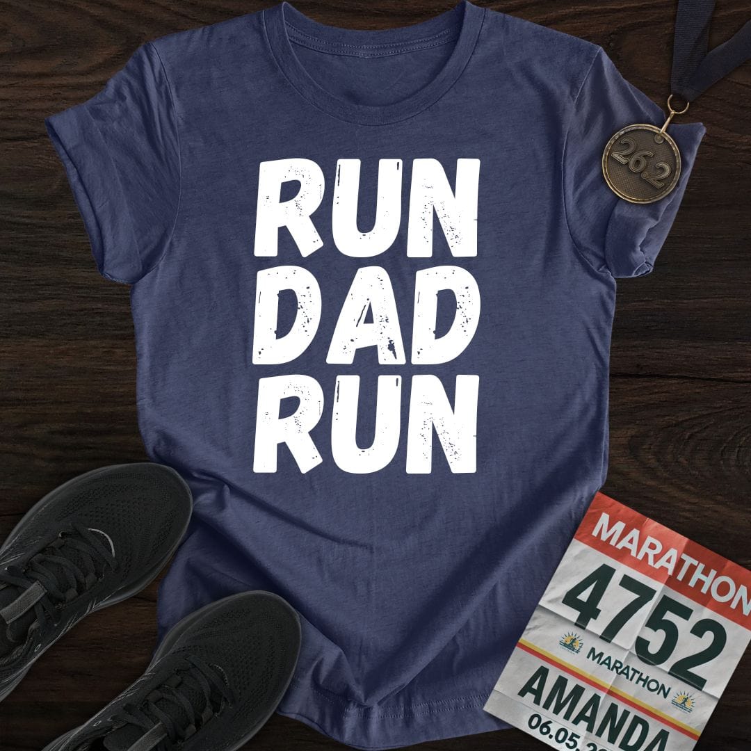 Printify T-Shirt Heather Navy / S Run Dad Run -2- T-shirt