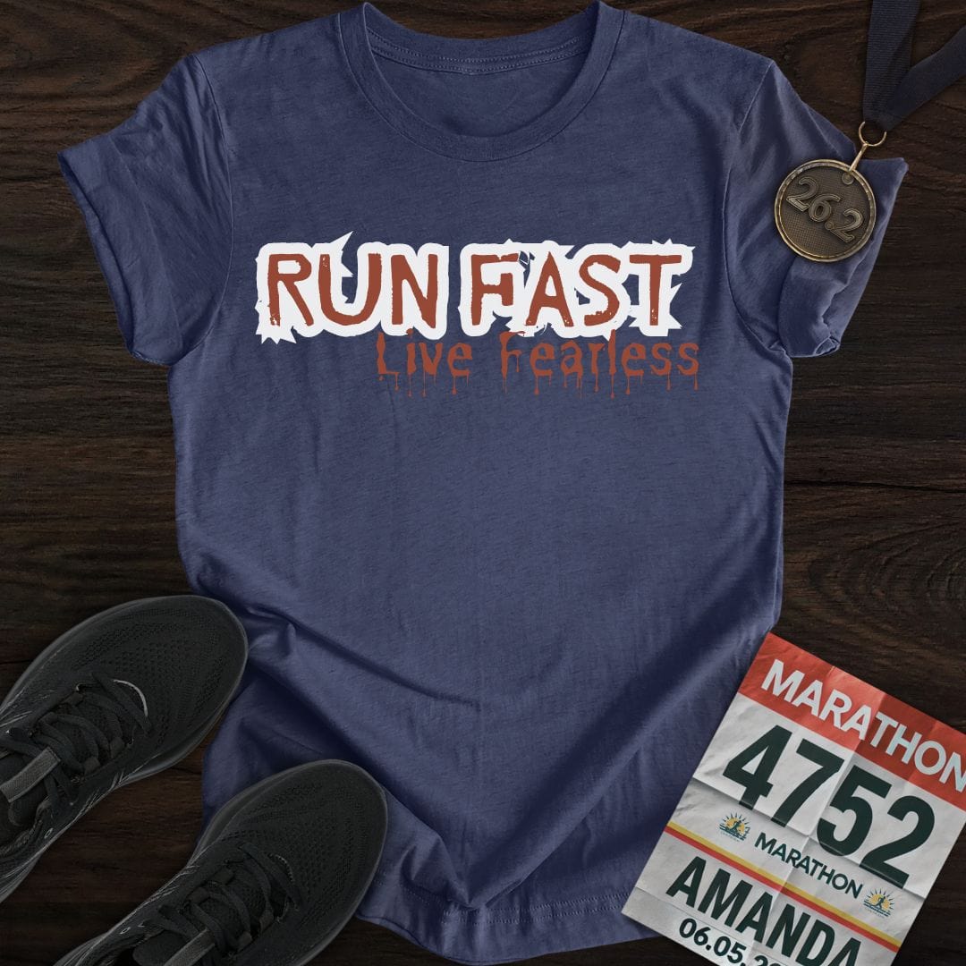 Printify T-Shirt Heather Navy / S Run Fast Live Fearless T-Shirt
