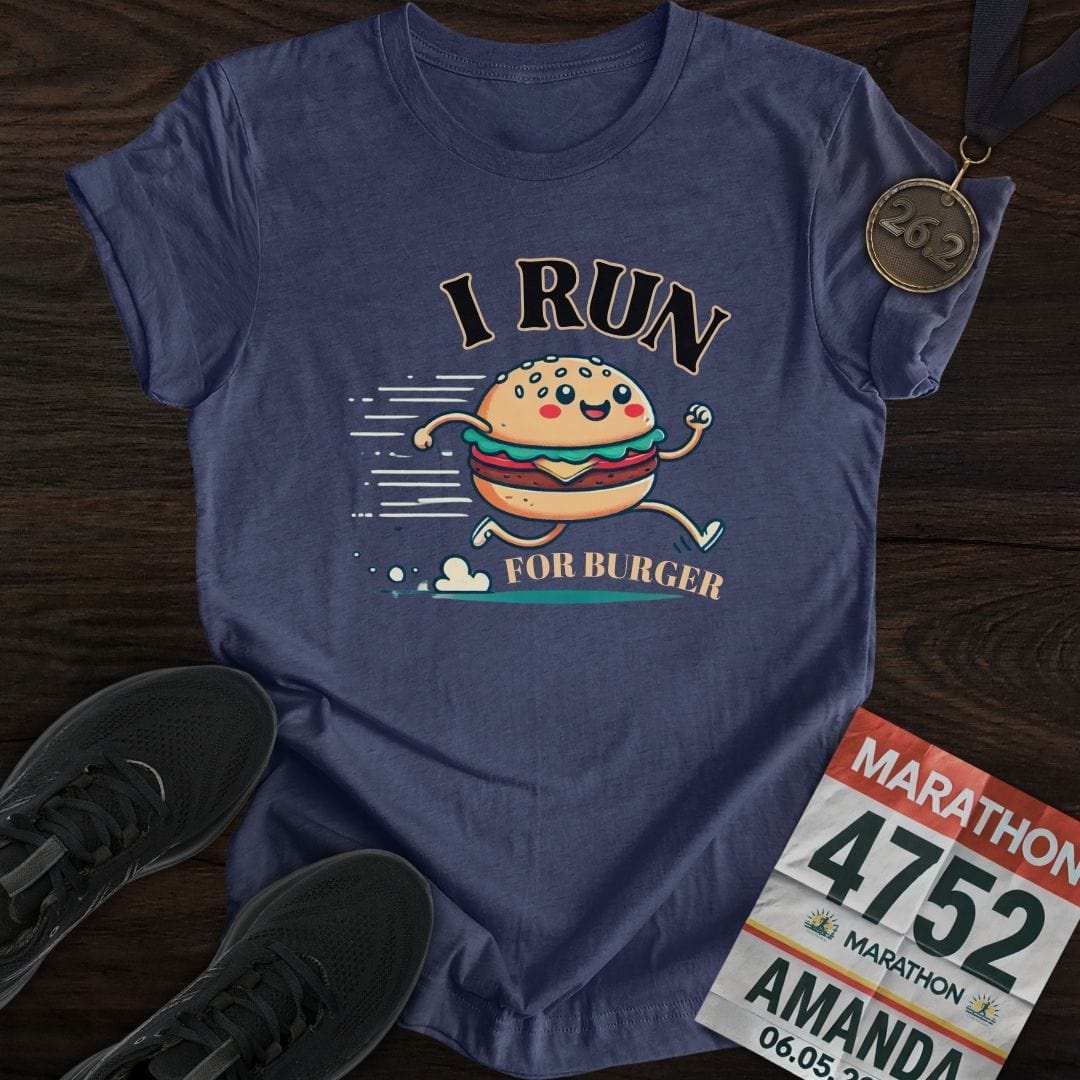 Printify T-Shirt Heather Navy / S Run For Burger T-Shirt