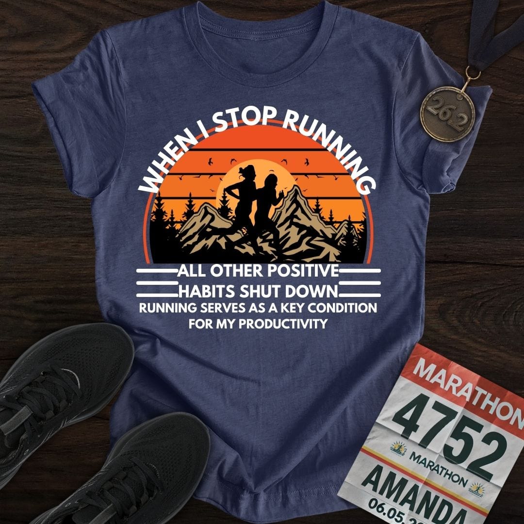 Printify T-Shirt Heather Navy / S Run For Positive Habits T-shirt