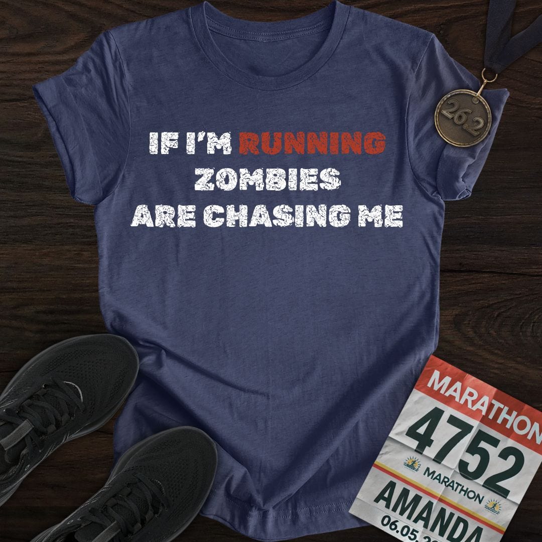Printify T-Shirt Heather Navy / S Run From Zombies T-Shirt