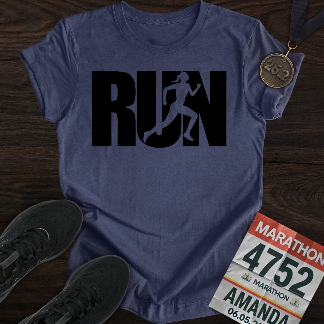 Printify T-Shirt Heather Navy / S Run Girl T-shirt