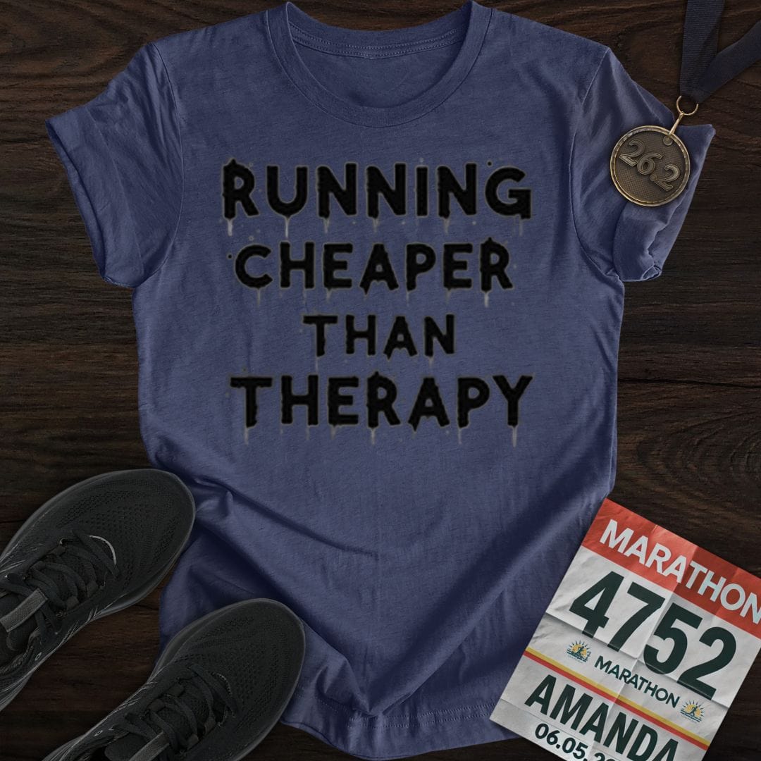 Printify T-Shirt Heather Navy / S Run Or Go Therapy T-shirt