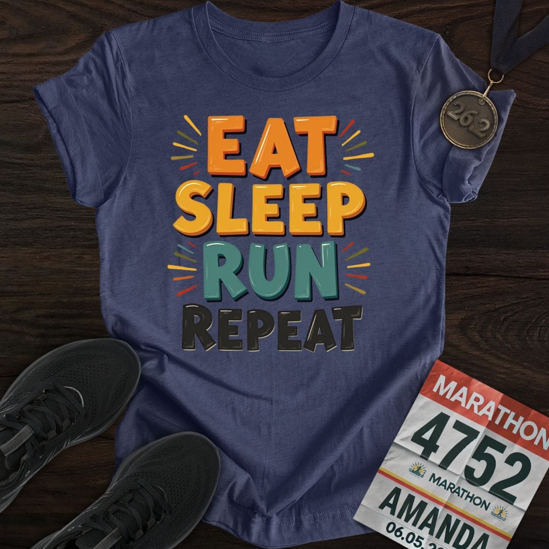 Printify T-Shirt Heather Navy / S Run Repeat Run T-shirt