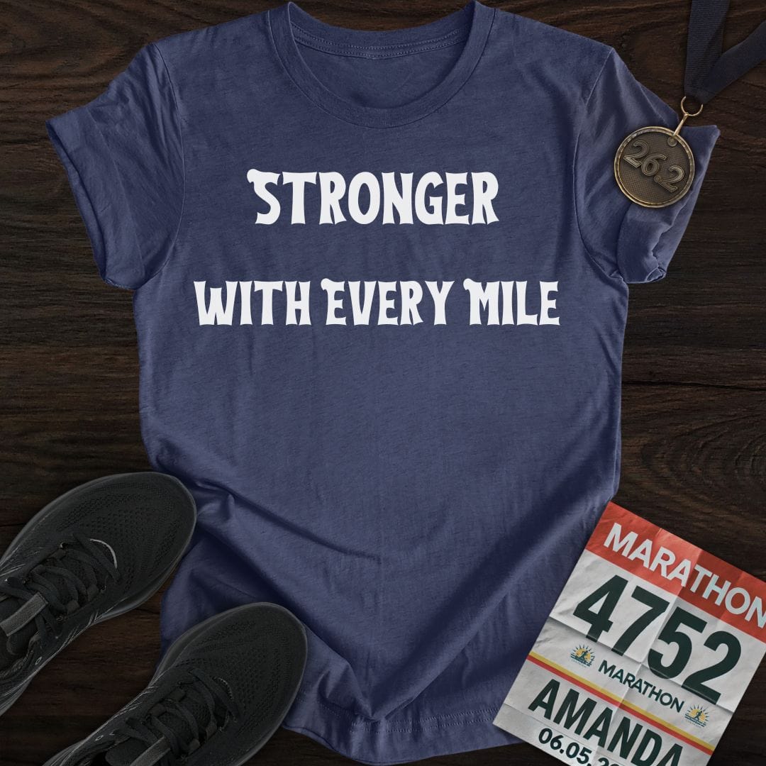 Printify T-Shirt Heather Navy / S Run Stronger T-Shirt