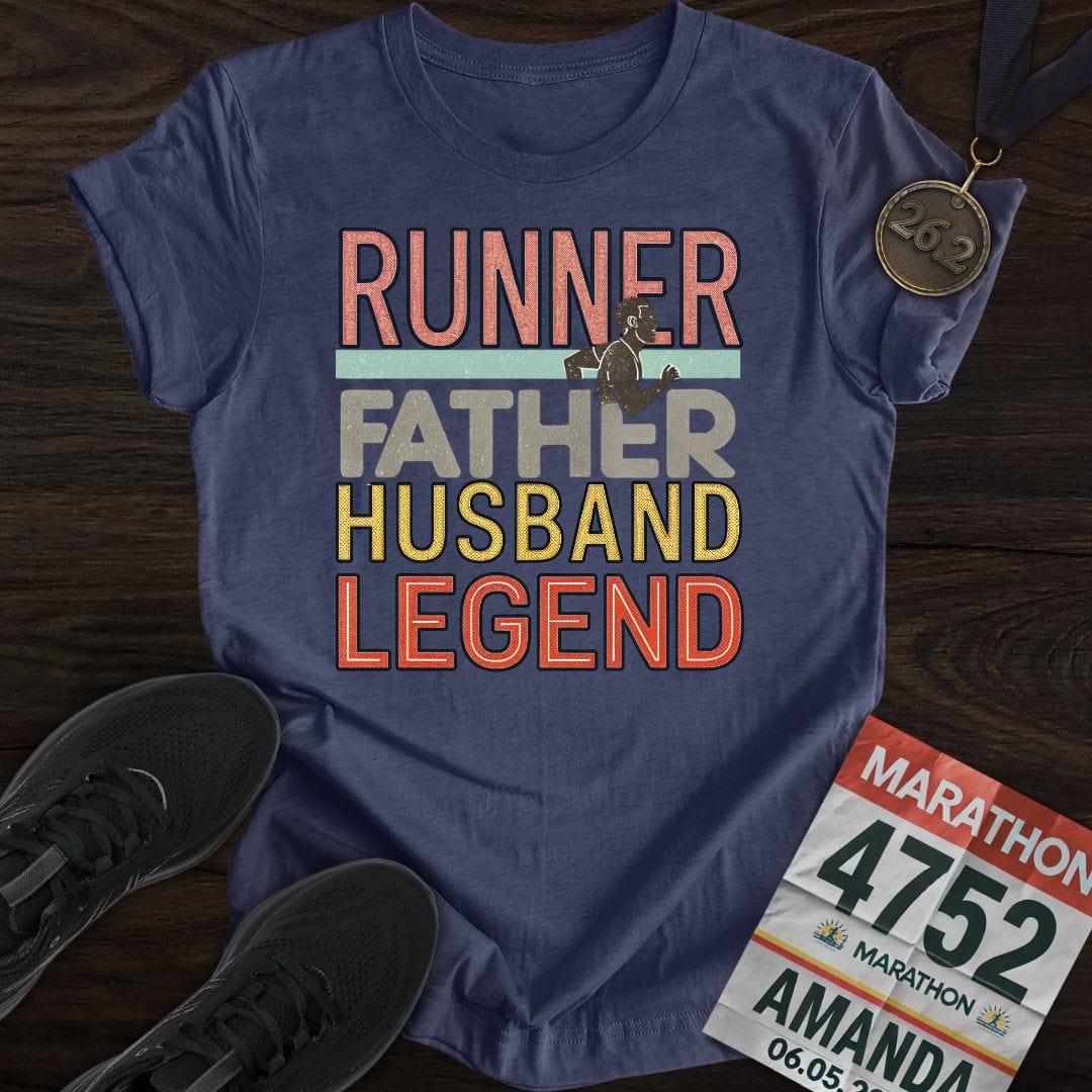 Printify T-Shirt Heather Navy / S Runner Husband Legend Father T-shirt