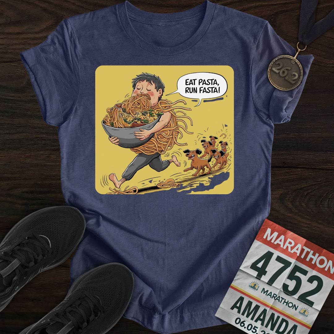 Printify T-Shirt Heather Navy / S Runner Pasta T-Shirt