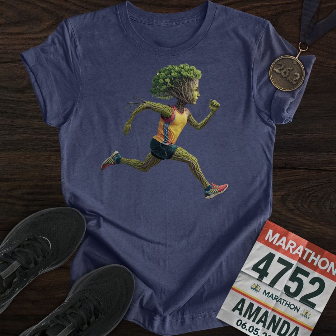 Printify T-Shirt Heather Navy / S Runner Tree T-Shirt