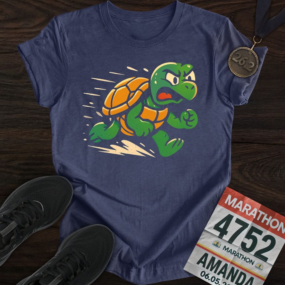 Printify T-Shirt Heather Navy / S Runner Turtle T-Shirt