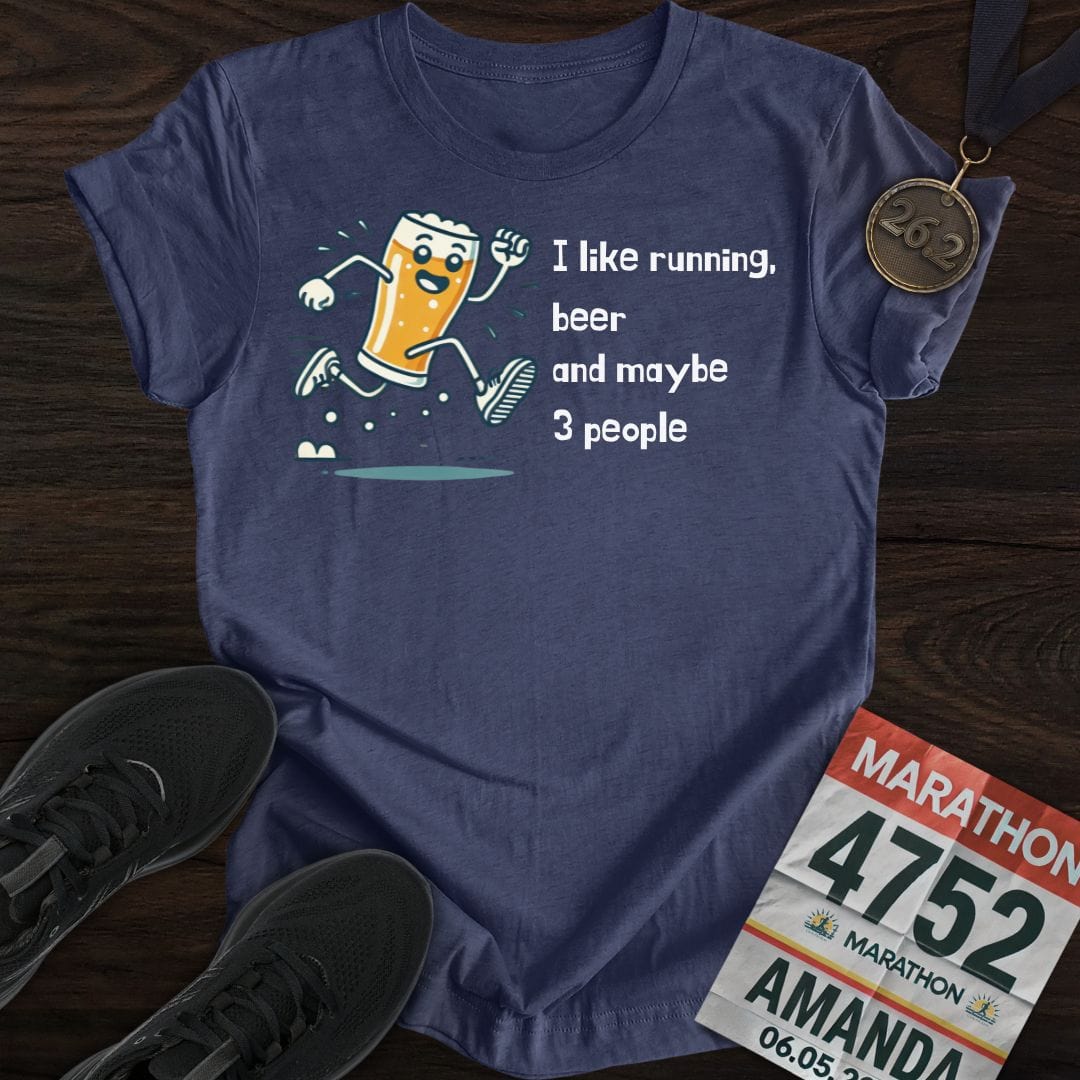 Printify T-Shirt Heather Navy / S Running & 3 People T-Shirt