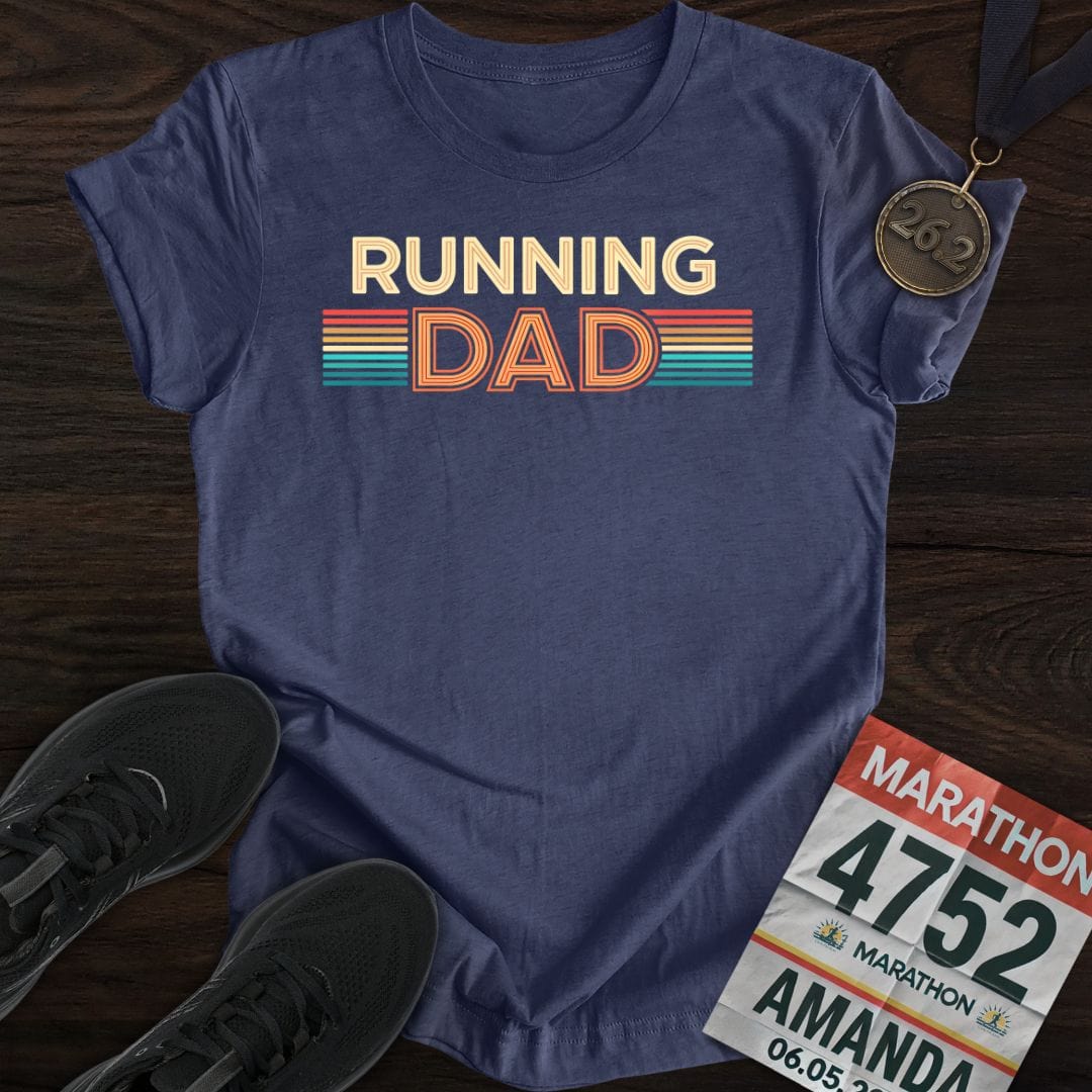 Printify T-Shirt Heather Navy / S Running Dad -2- T-shirt