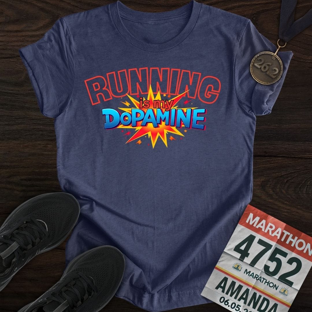 Printify T-Shirt Heather Navy / S Running Is My Dopamine T-shirt