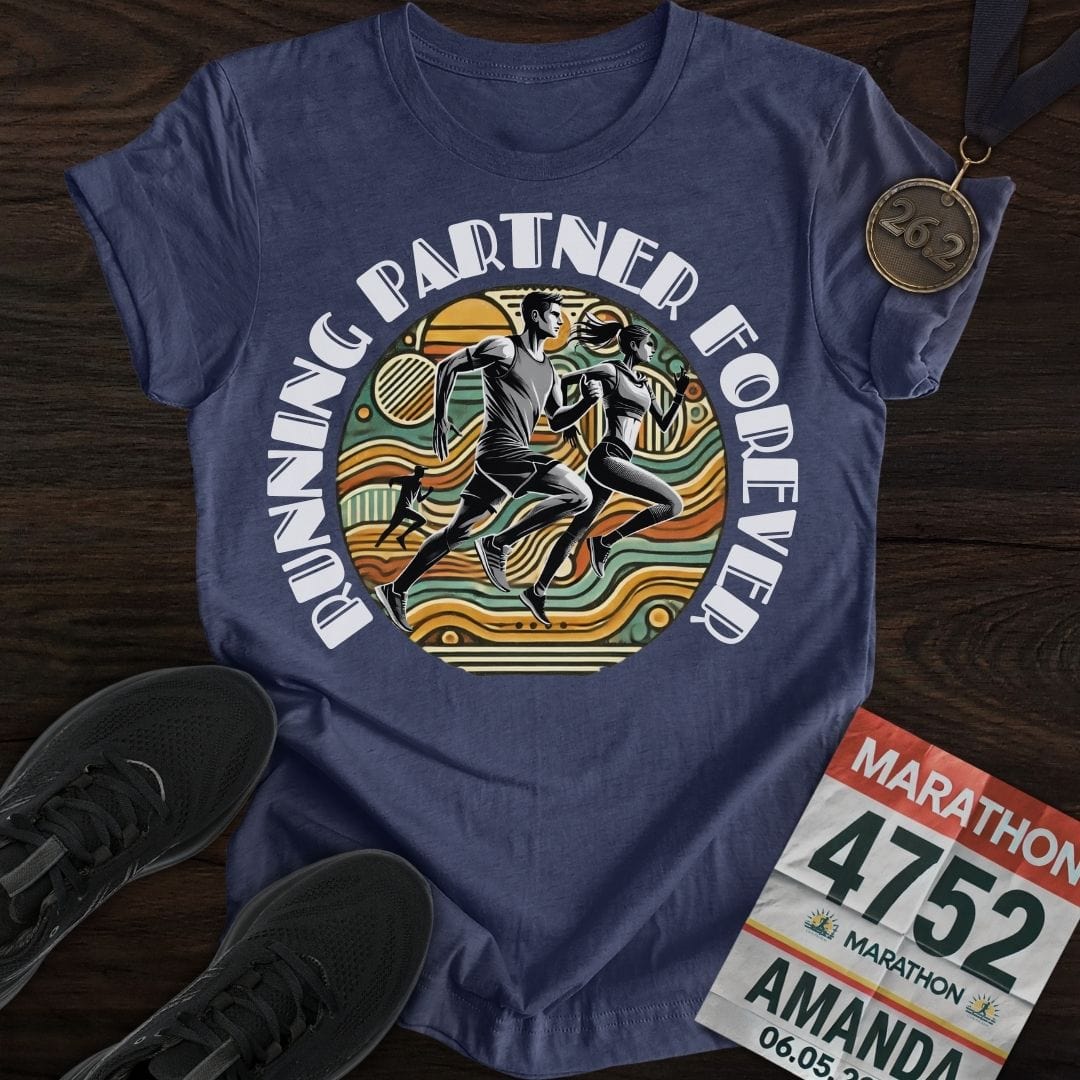 Printify T-Shirt Heather Navy / S Running Partner Forever T-Shirt