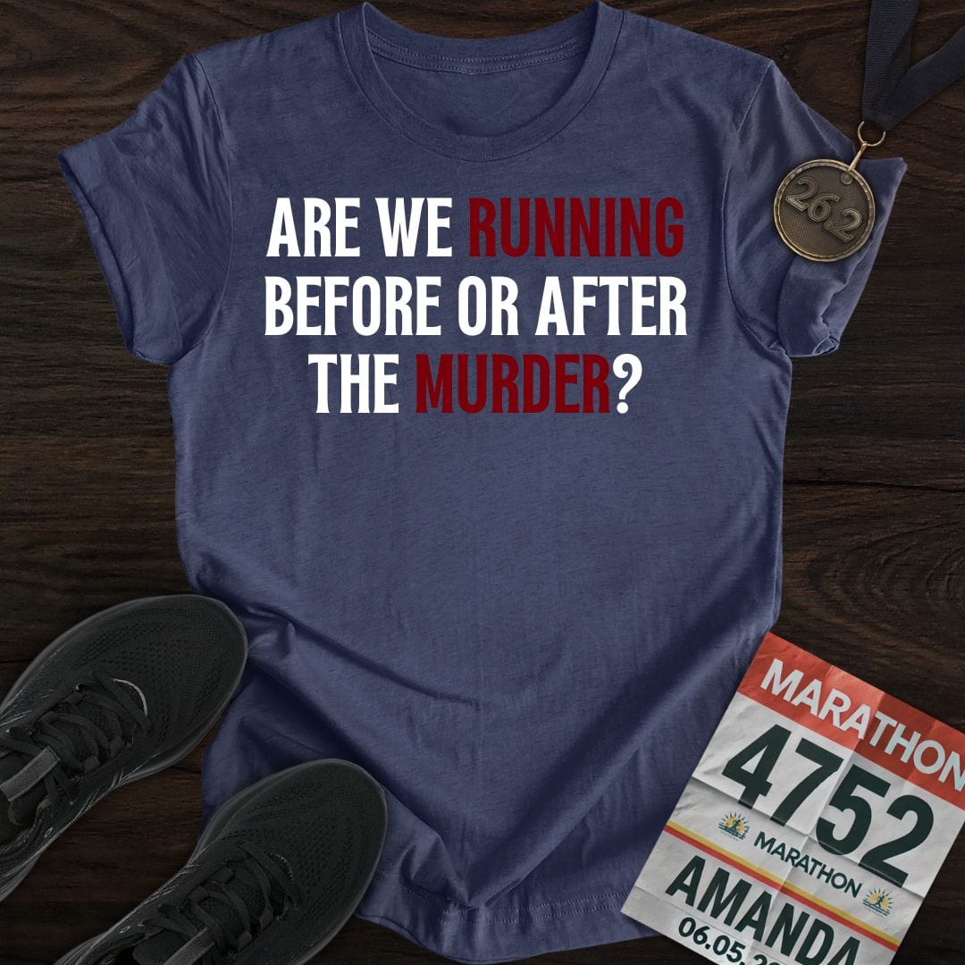 Printify T-Shirt Heather Navy / S Running Through the Crime T-shirt