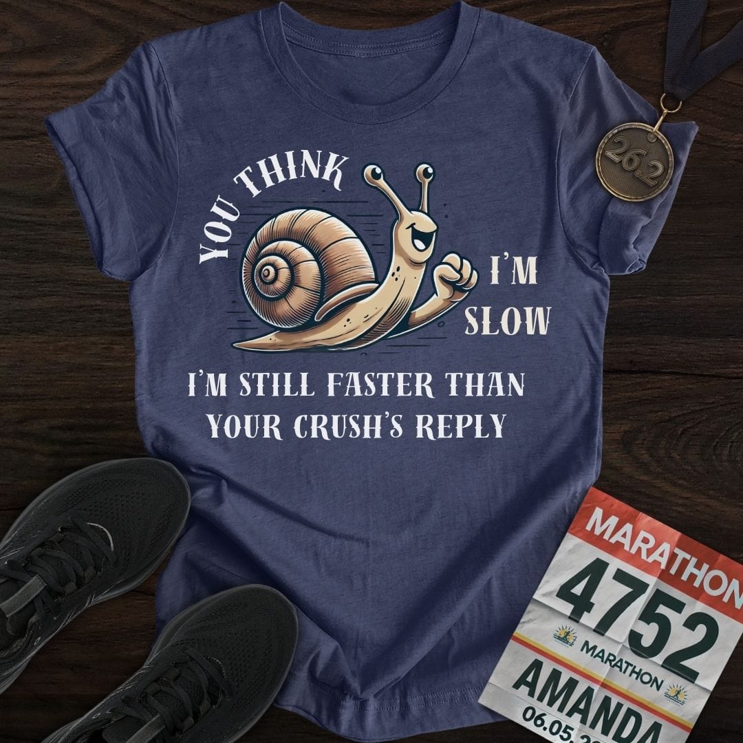 Printify T-Shirt Heather Navy / S Slow Snail Runner T-Shirt