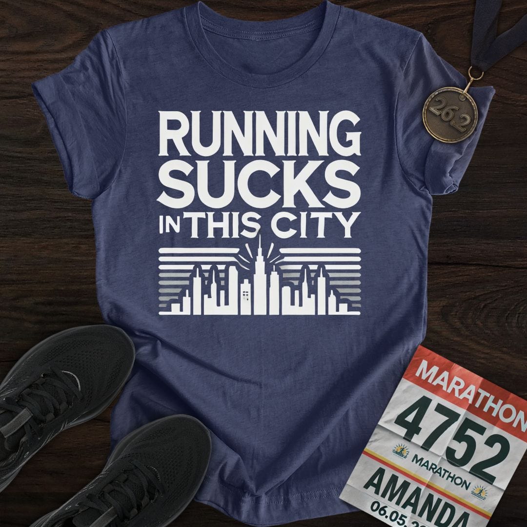 Printify T-Shirt Heather Navy / S Sucks In This City T-Shirt