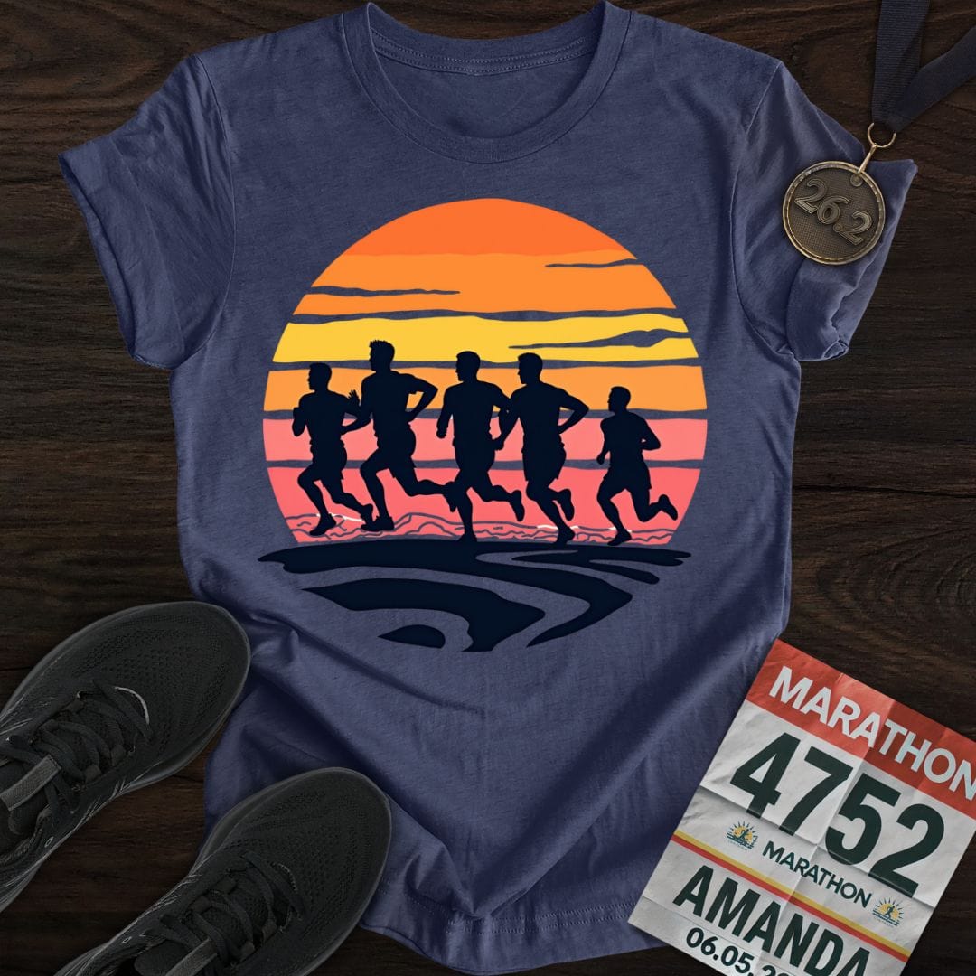 Printify T-Shirt Heather Navy / S Sunset Strides T-shirt