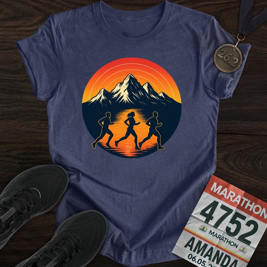Printify T-Shirt Heather Navy / S Sunset Strides T-Shirt