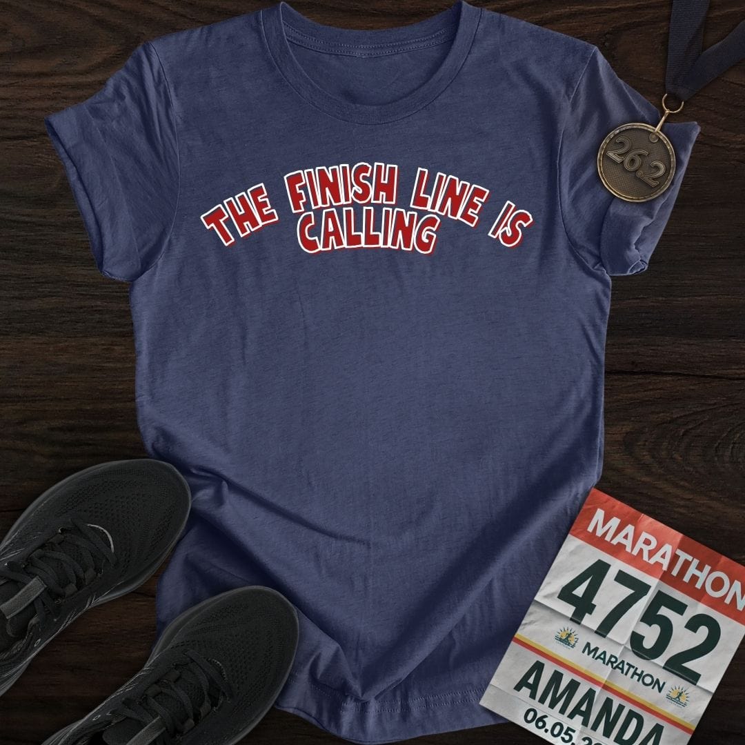Printify T-Shirt Heather Navy / S The Finish Line Is Calling! T-shirt