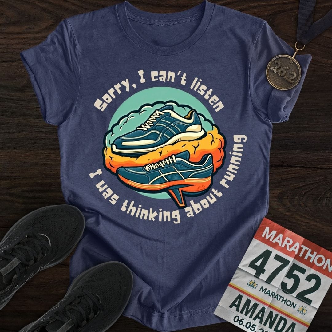 Printify T-Shirt Heather Navy / S Thinking About Running T-shirt