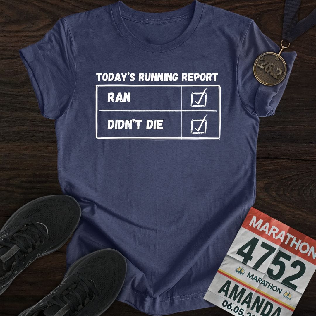 Printify T-Shirt Heather Navy / S Today's Running Report T-shirt