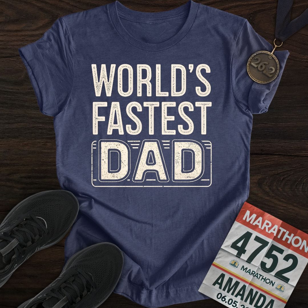 Printify T-Shirt Heather Navy / S World's Fastest Dad -2- T-shirt