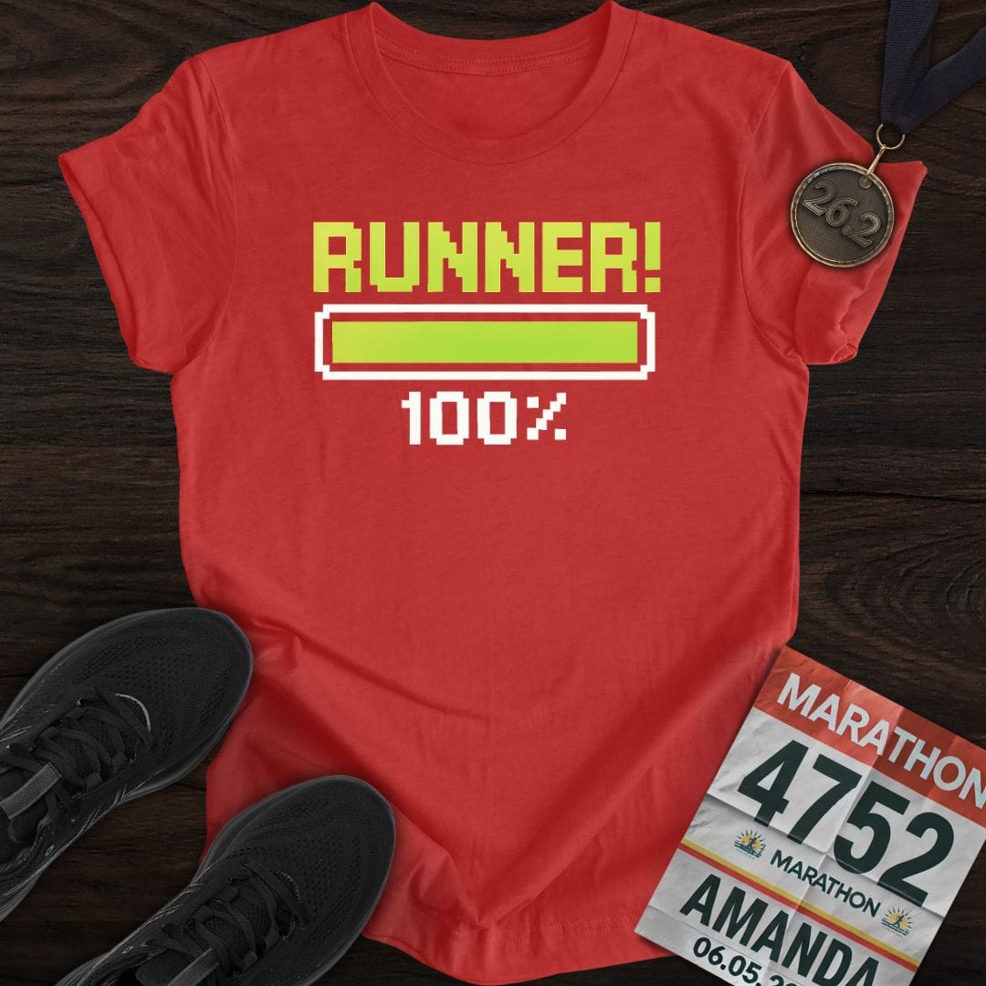 Printify T-Shirt Heather Red / S 100% Runner -3- T-Shirt