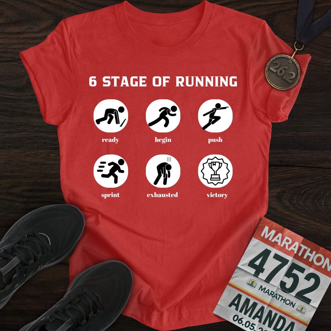 Printify T-Shirt Heather Red / S 6 Stage of Running T-Shirt