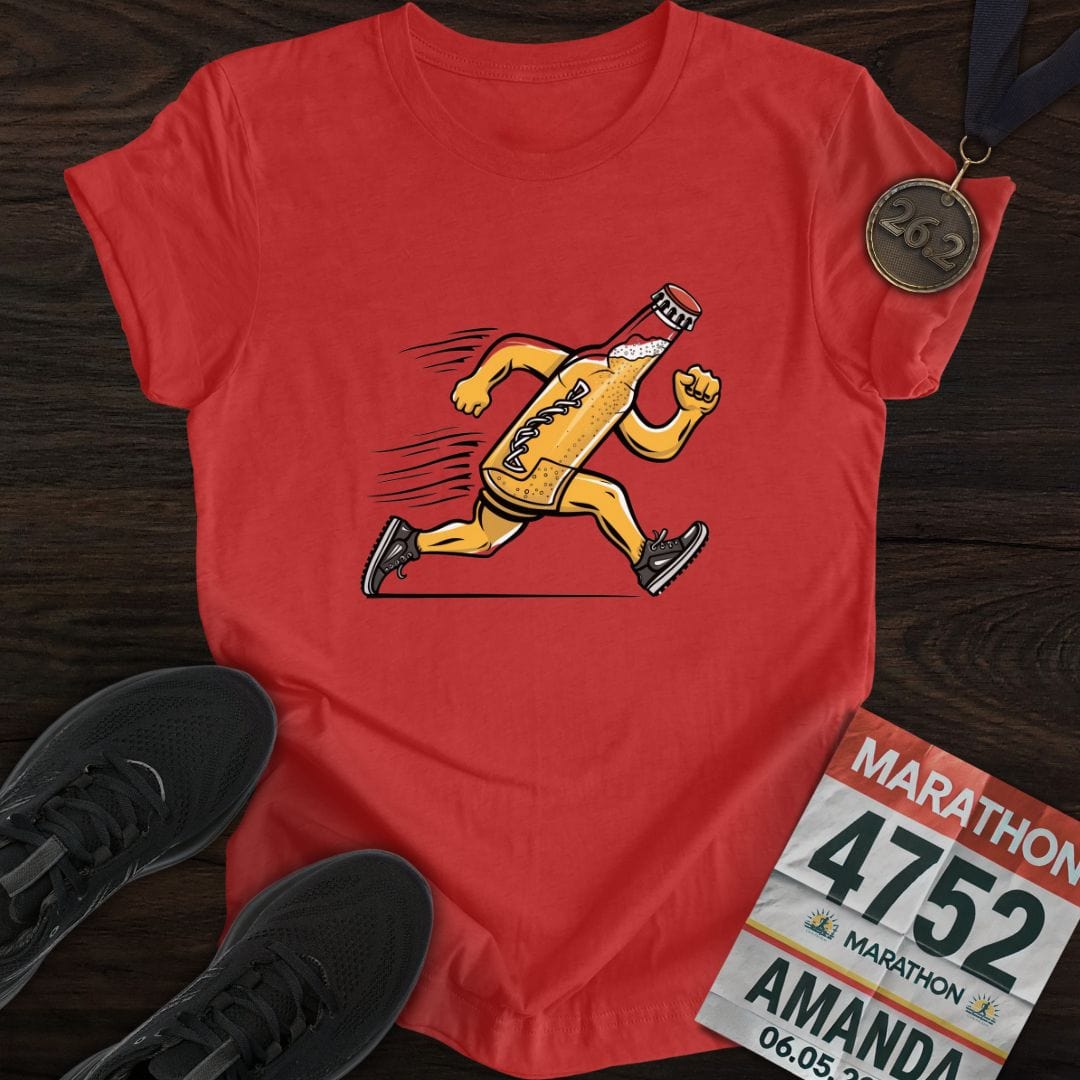 Printify T-Shirt Heather Red / S Beer Bottle Runner T-Shirt