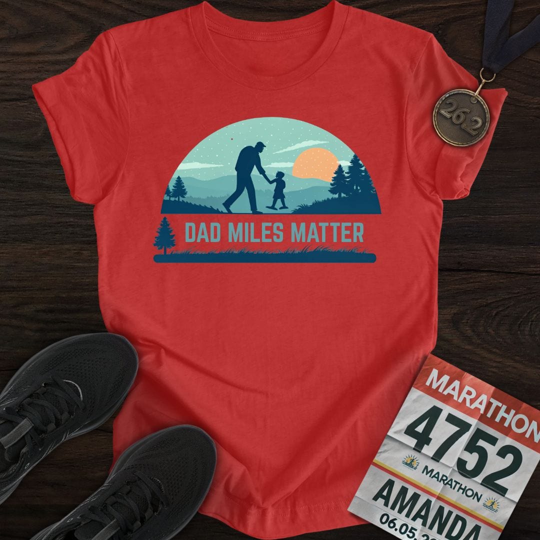 Printify T-Shirt Heather Red / S Dad Miles Matter T-shirt